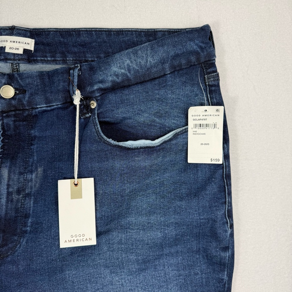 NWT Womens Good American Good Classic High Rise Slim Straight Indigo Size 20-26D - Picture 6 of 8